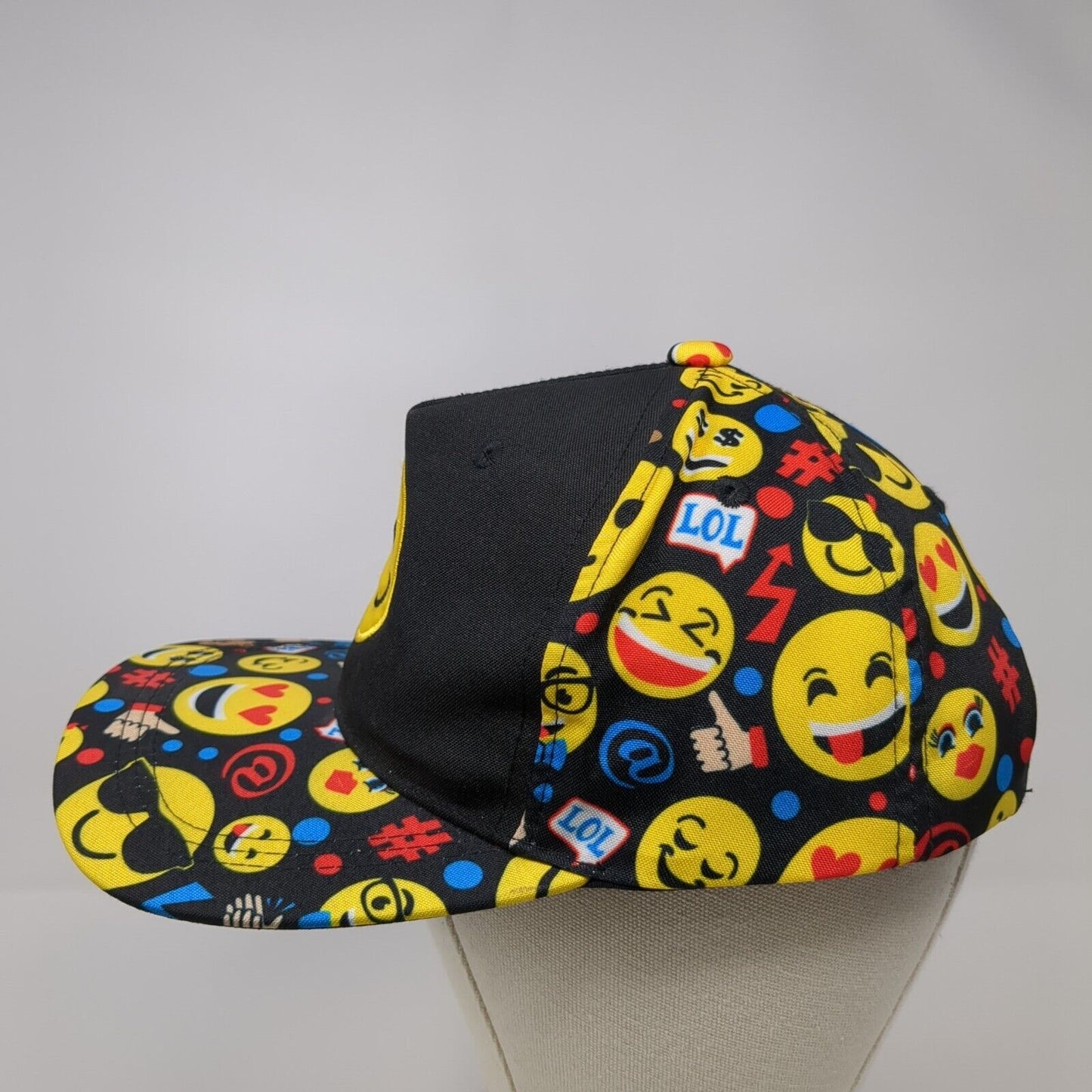 Emoji Smiley Face Snapback Hat Multicolor OSAdjust able Embroidered 6 Panel