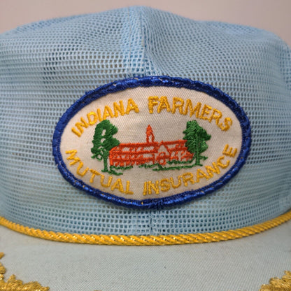 Derby Cap Mens Mesh Back Trucker Hat Blue Scrambled Eggs Indiana Farmers Vintage