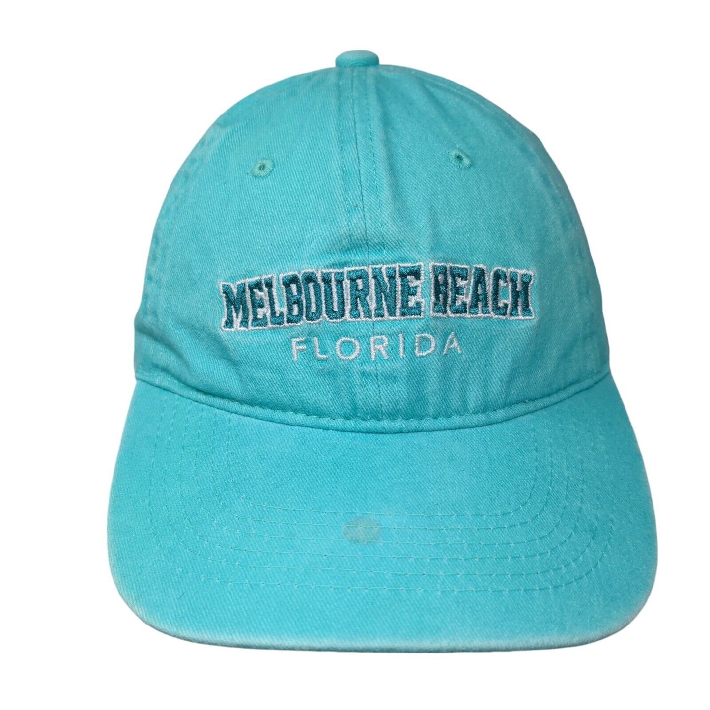 Melbourne Beach Florida Strapback Hat Greenish-Blue One Size Embroidered