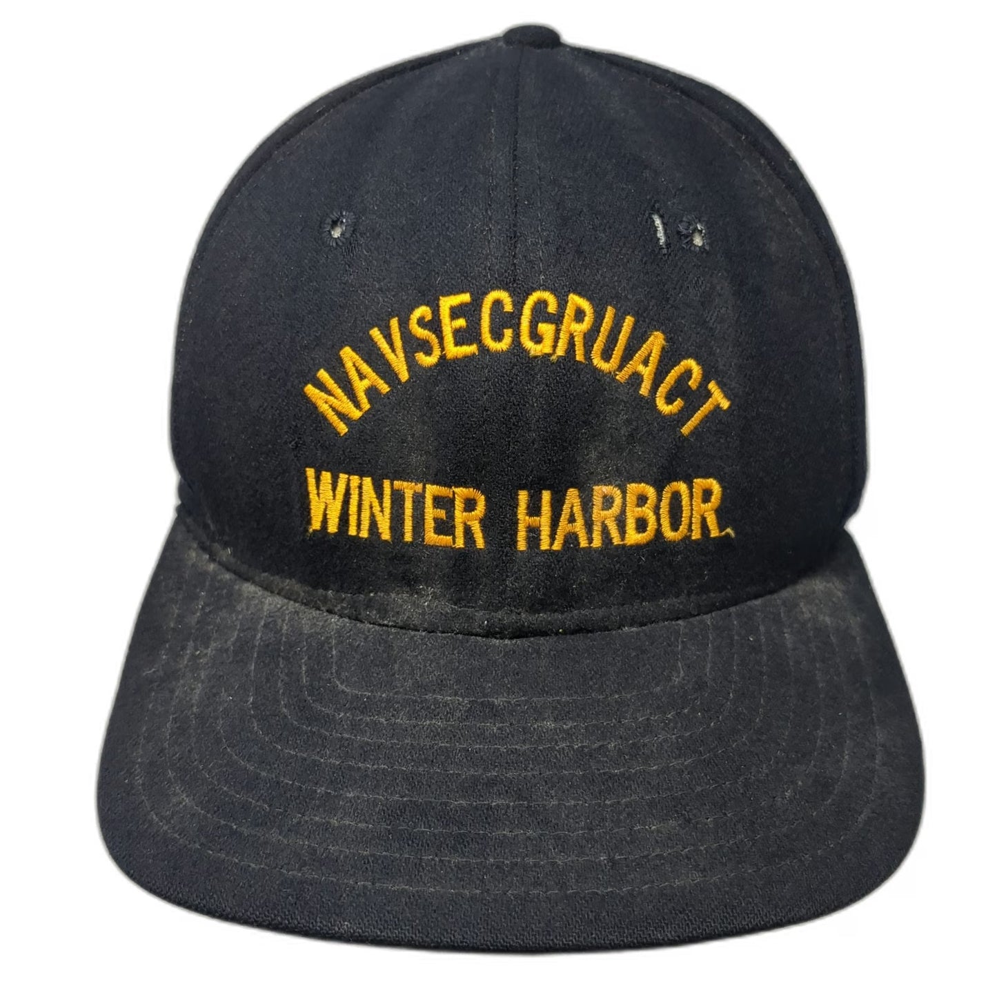 Blue Snapback Hat M NAVSECGRUACT Winter Harbor Naval Security Group Vintage