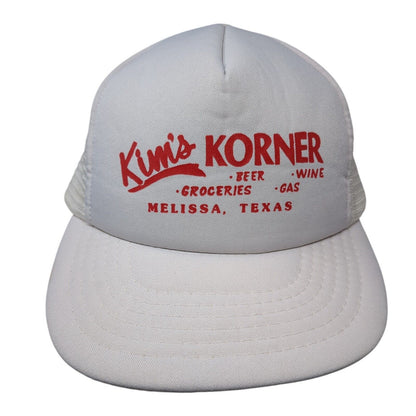 Kim's Korner Snapback Mesh Back Trucker Hat White One Size Adjustable