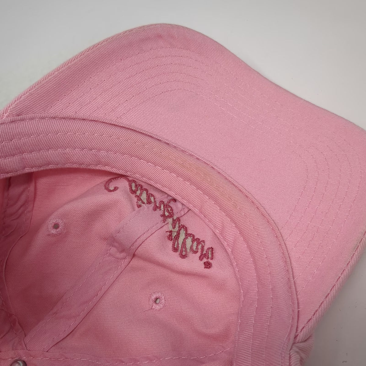 Caterpillar Baseball Cap Pink One Size Script Logo Cotton Slideback Hat