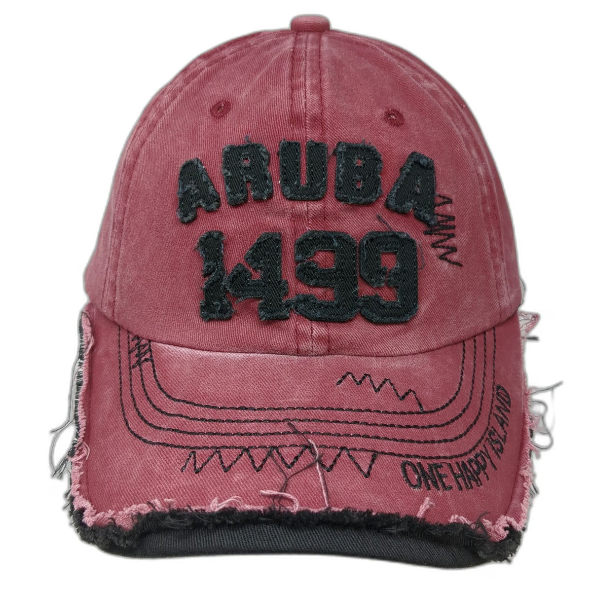 Red Baseball Cap One Size Aruba Happy Island 1499 Cotton Adjustable Souvenir Hat