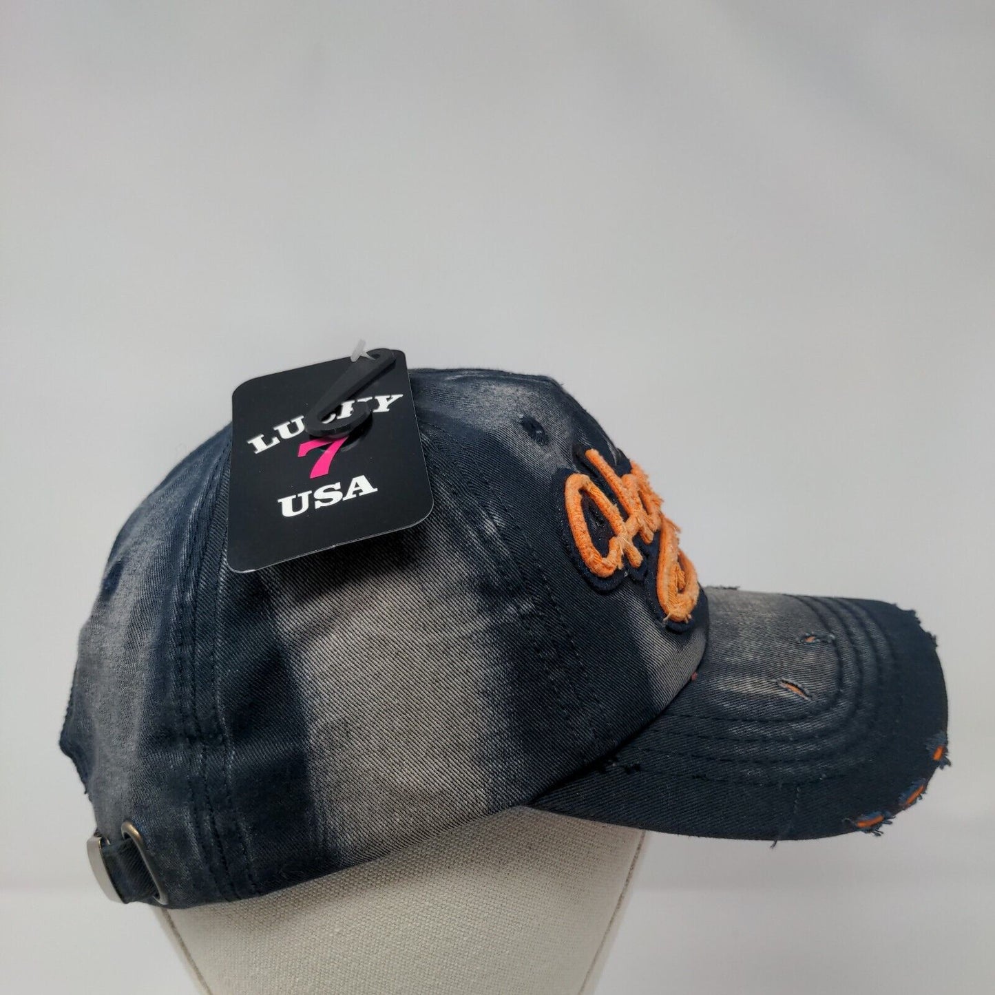 Honduras Roatan Slideback Hat Blue OS Adjustable Distressed W/Tags Lucky 7 USA