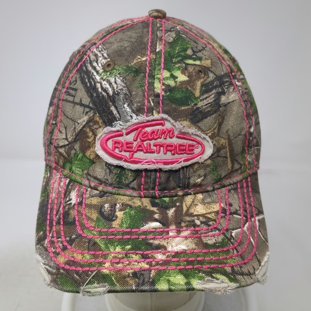 Signatures Baseball Cap Green Pink One Size Team Realtree Camo Distressed Hat