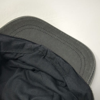 Army Cap Gray One Size Side Buckles Elastic Back Faded Flat Top Cotton Hat