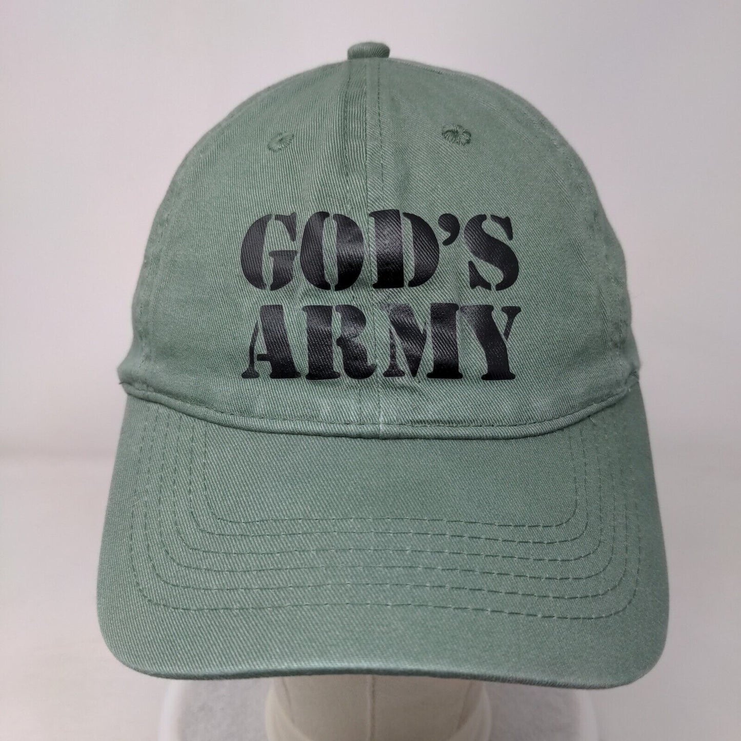 God's Army Strapback Hat Green One Size Adjustable 6 Panel Big X