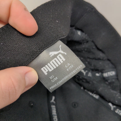 PUMA Stretch Fitted Hat Black S/M Lightweight Vented Holes 6 Panel Blank