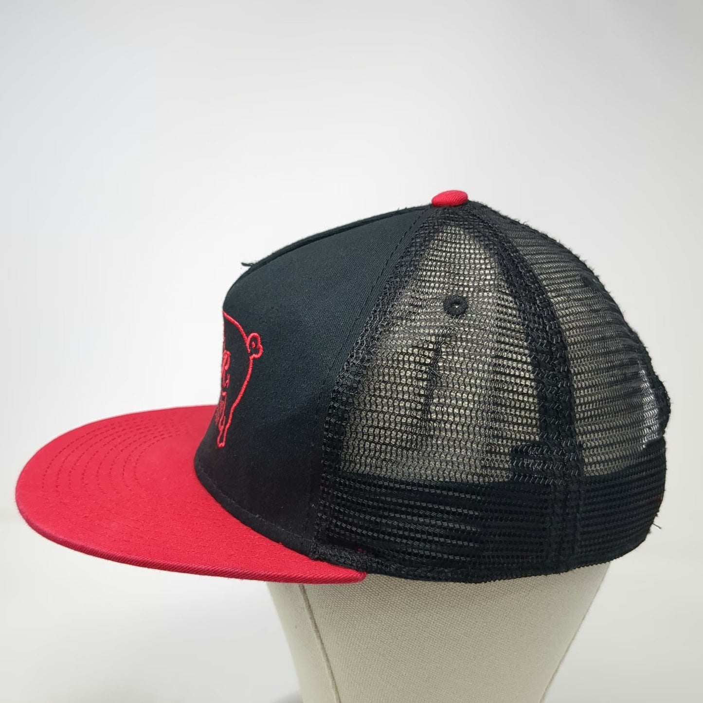 Otto Trucker Hat Black Red One Size R&R Barbeque SLC UT Pig Mesh Snapback