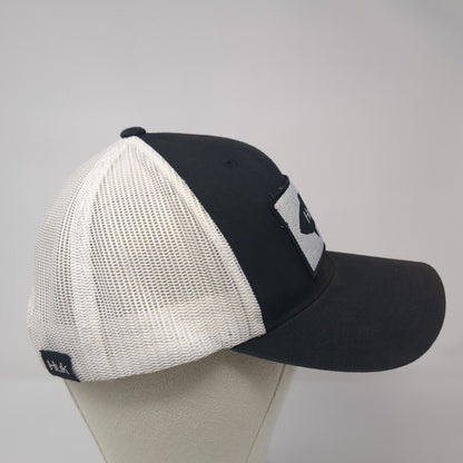 Huk Fish Patch Snapback Trucker Hat Black One Size Mesh Back Yupoong
