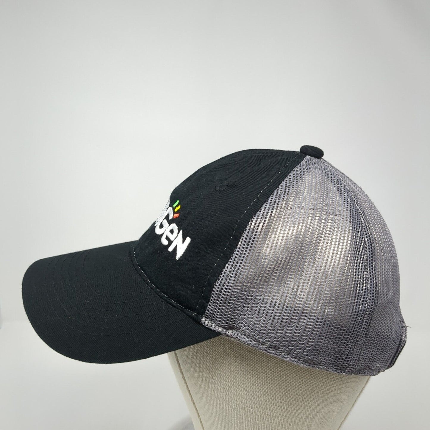 IntelliGen Strapback Trucker Hat Black One Size Adjustable Mesh Back Outdoor Cap