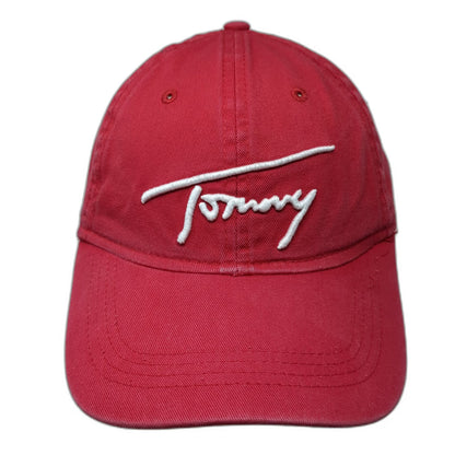 Tommy Hilfiger Baseball Cap Red One Size Script Logo Slideback Adjustable Hat