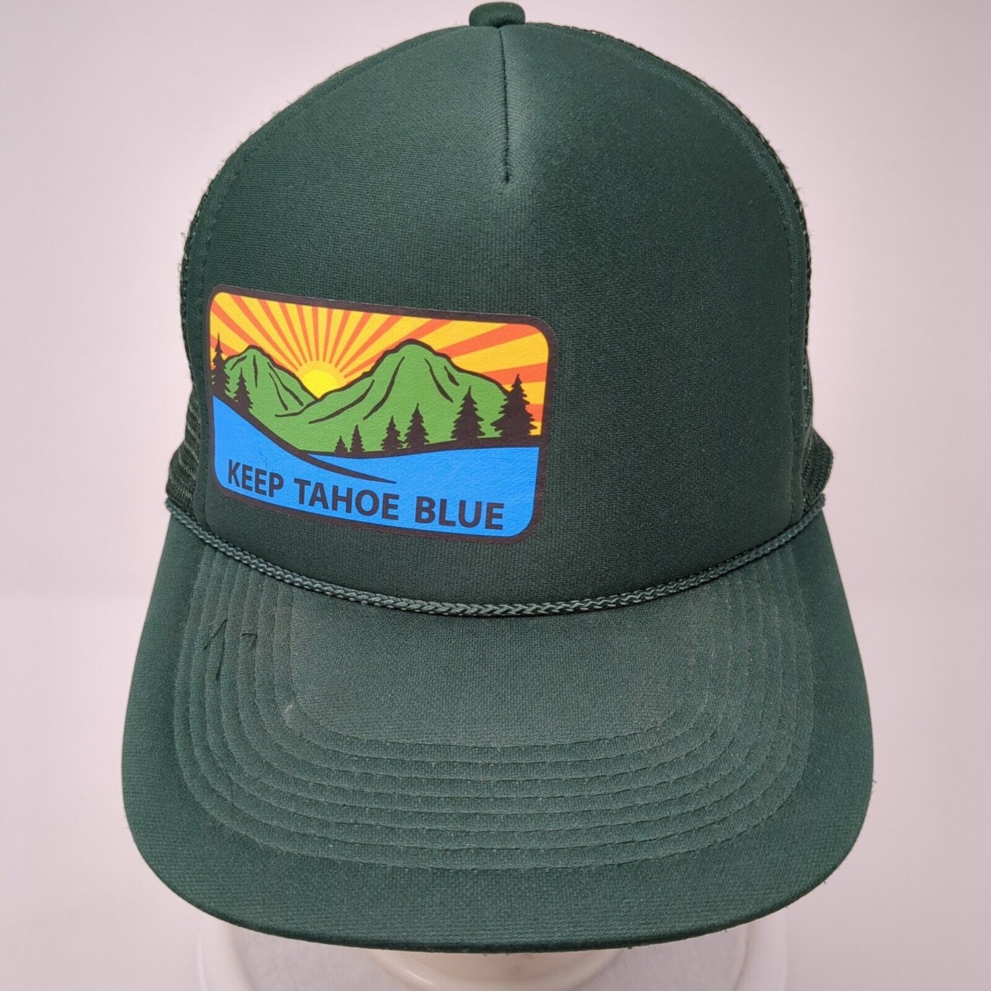 Keep Tahoe Blue Snapback Trucker Hat Green One Size Adjustable Mesh Back Rope