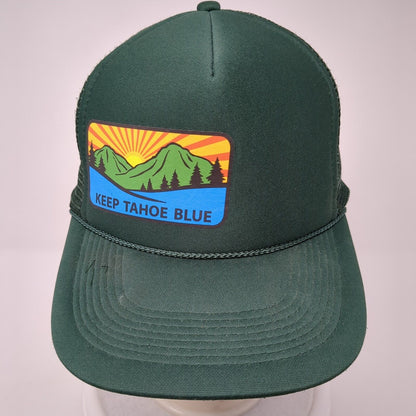 Keep Tahoe Blue Snapback Trucker Hat Green One Size Adjustable Mesh Back Rope