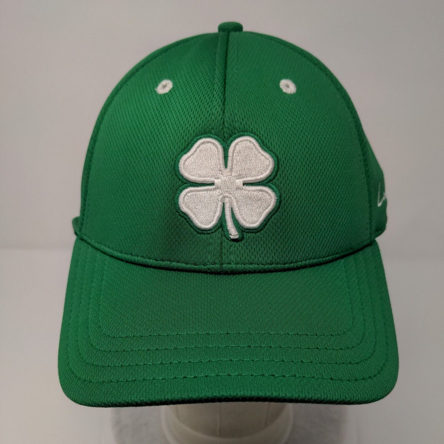 Live Lucky Fitted Hat Green OSFA Embroidered Vented Holes 6 Panel Black Clover
