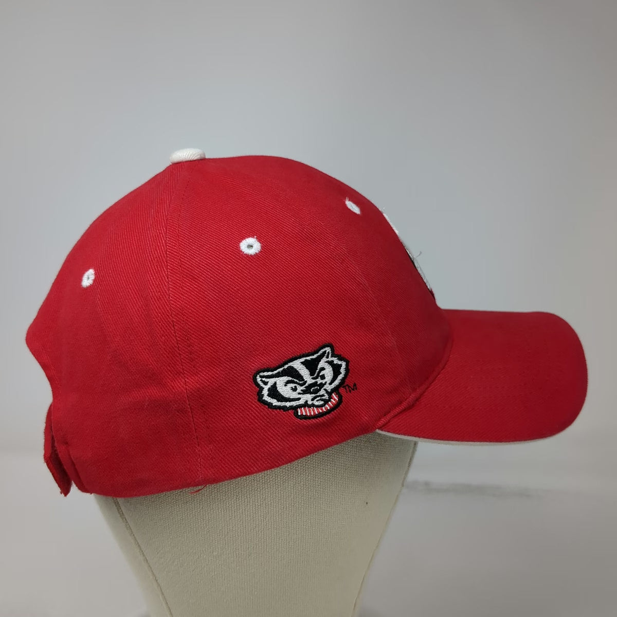 Wisconsin Badgers NCAA HMI Cap Red One Size White Black Strapback Embroidered