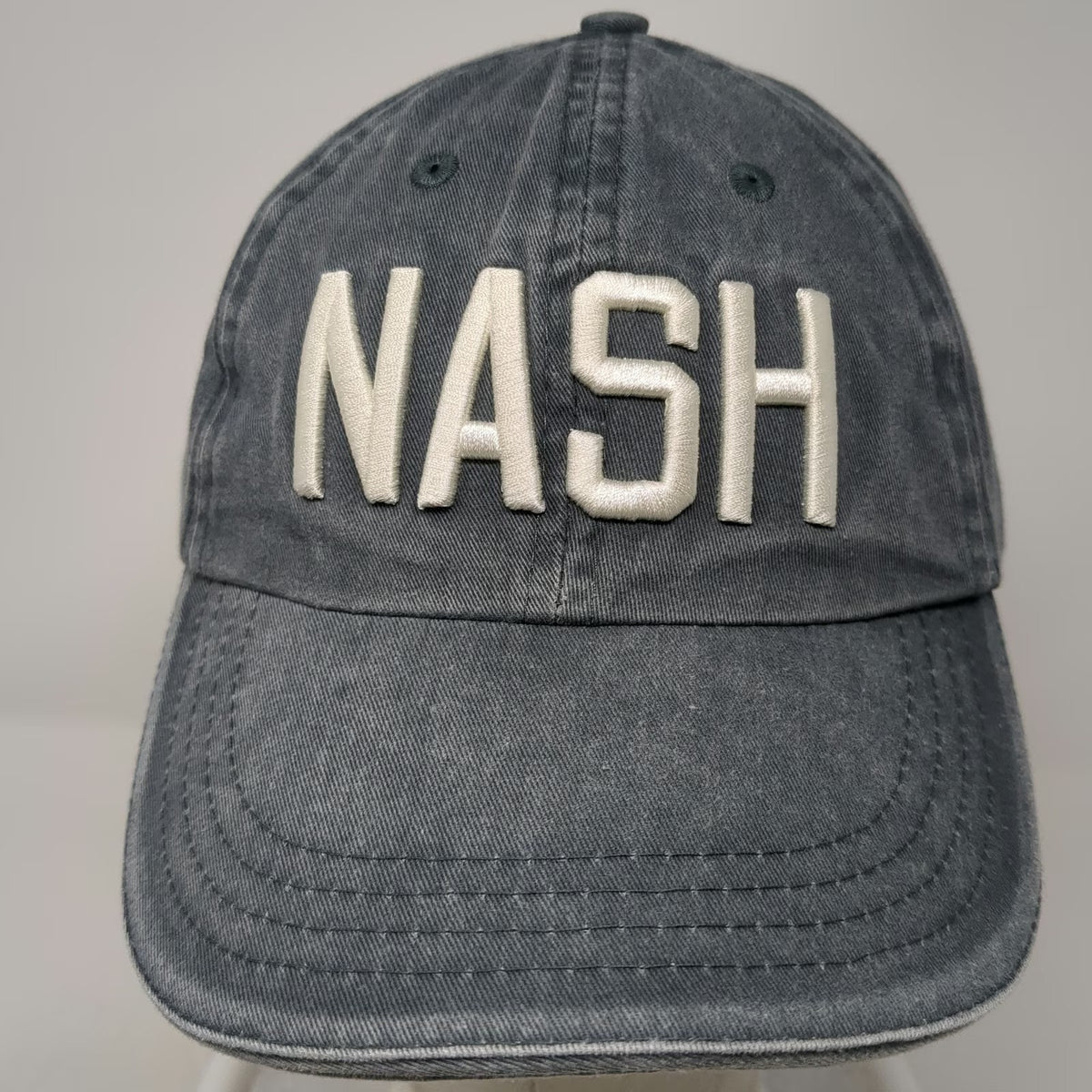 The Nash Collection Logo Baseball Cap Blue One Size Embroidered Washed Slideback