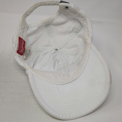 Coca-Cola Baseball Cap White OSFM Slideback Cotton Embroidered Script Logo Hat