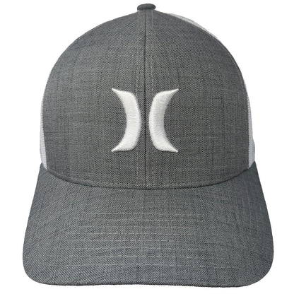 Hurley Trucker Hat Gray One Size White Logo Snapback Mesh Baseball Cap Yupoong