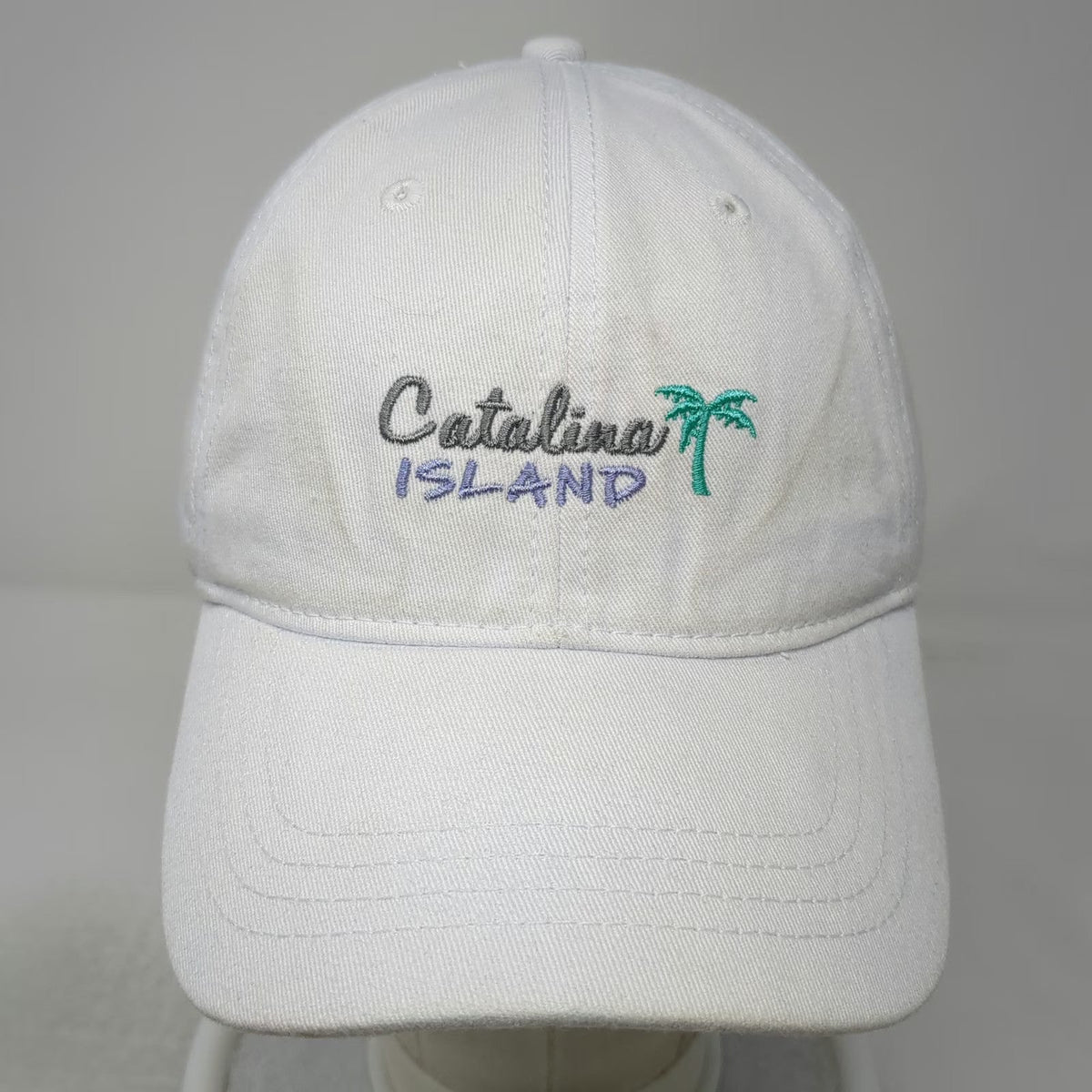 Ouray Baseball Cap White One Size Catalina Island Palm Tree Strapback Cotton hat