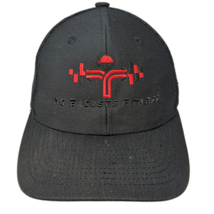 Trucker Hat Black One Size No Excuses Fitness Gym Workout Mesh Snapback Hat