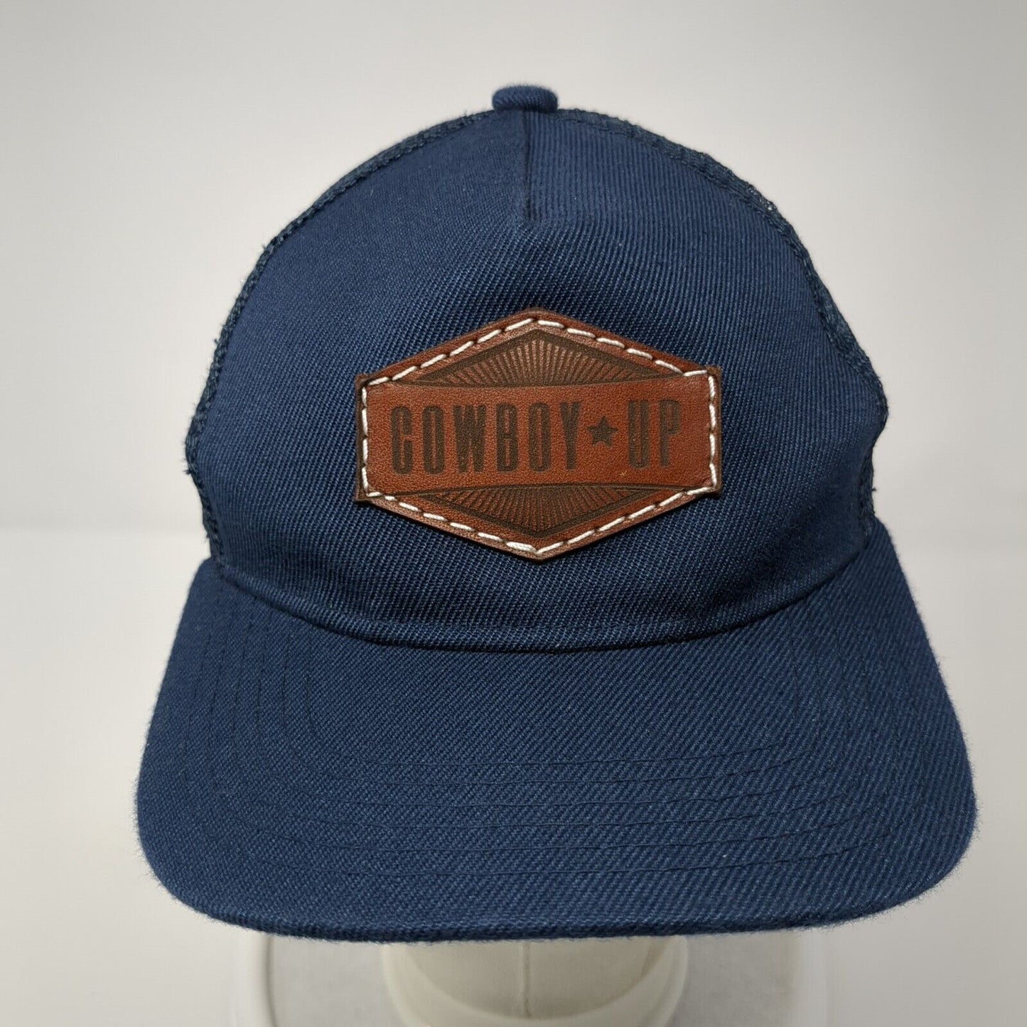 Cowboy Up Snapback Trucker Hat Blue OS Adjustable Embroidered Mesh Back Crown