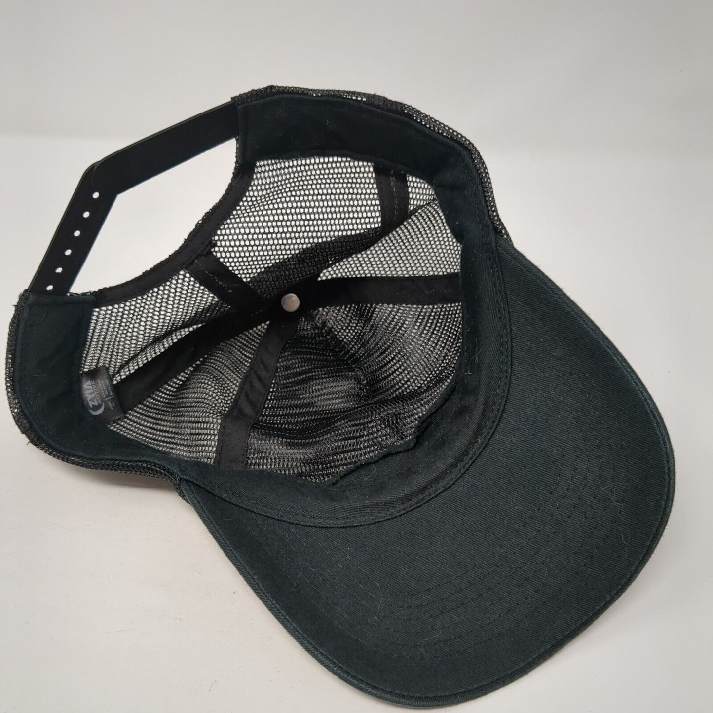 Zyia Active Patch Snapback Trucker Hat Black One Size Solid Mesh Back