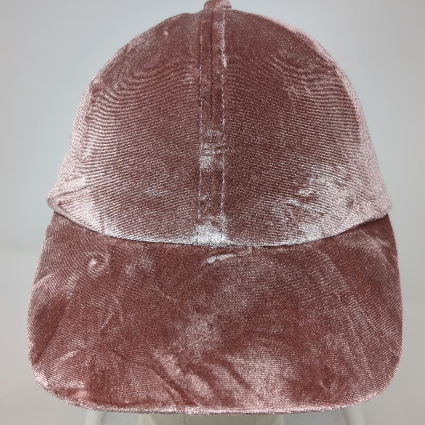 Baseball Cap Pink One Size Crushed Velvet Curved Brim Adjustable Strap Hat
