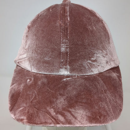 Baseball Cap Pink One Size Crushed Velvet Curved Brim Adjustable Strap Hat