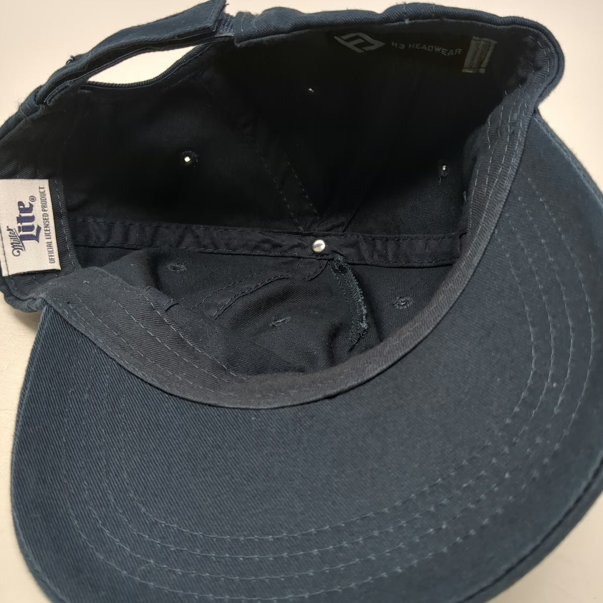 Miller Lite H3 Headwear 5 Panel Blue Hat One Size Gold Logo Strapback Beer Merch