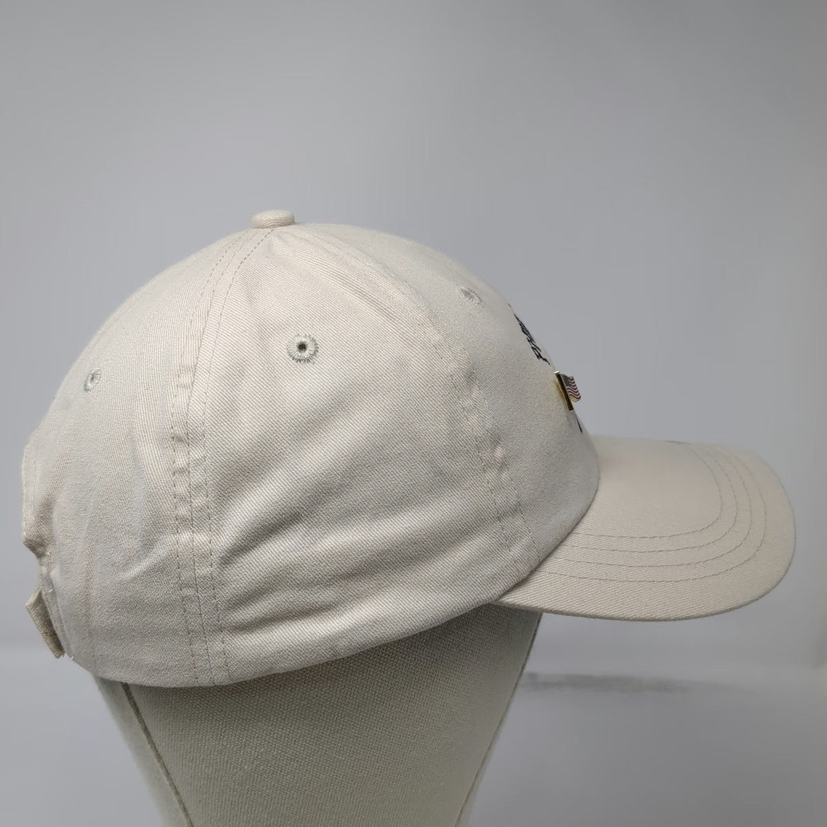 Philadelphia Liberty Bell 1776 Flag Pin Beige Baseball Cap XL Hat Cotton Strap