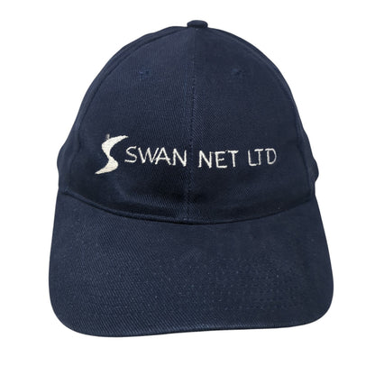 Swan Net Ltd Strapback Baseball Cap Blue One Size Adjustable Embroidered Cotton