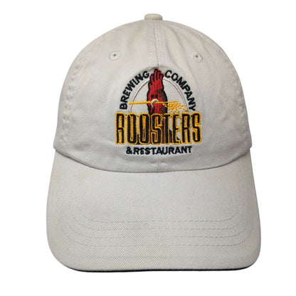 Roosters Brewing Company & Restaurant Strapback Hat Tan OS Adjustable Cotton