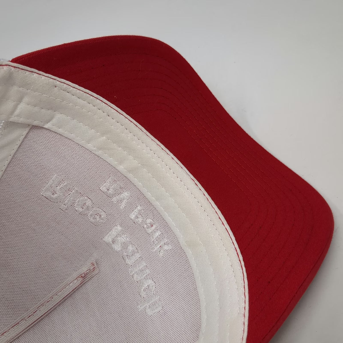 Yupoong Trucker Hat Red White OSFM Rice Ranch RV Park Mesh Snapback Curved Brim