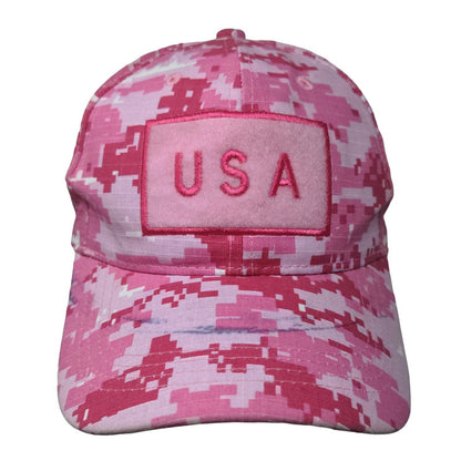USA Strapback Hat Pink Camouflage OSFM Embroidered Adjustable 6 Panel