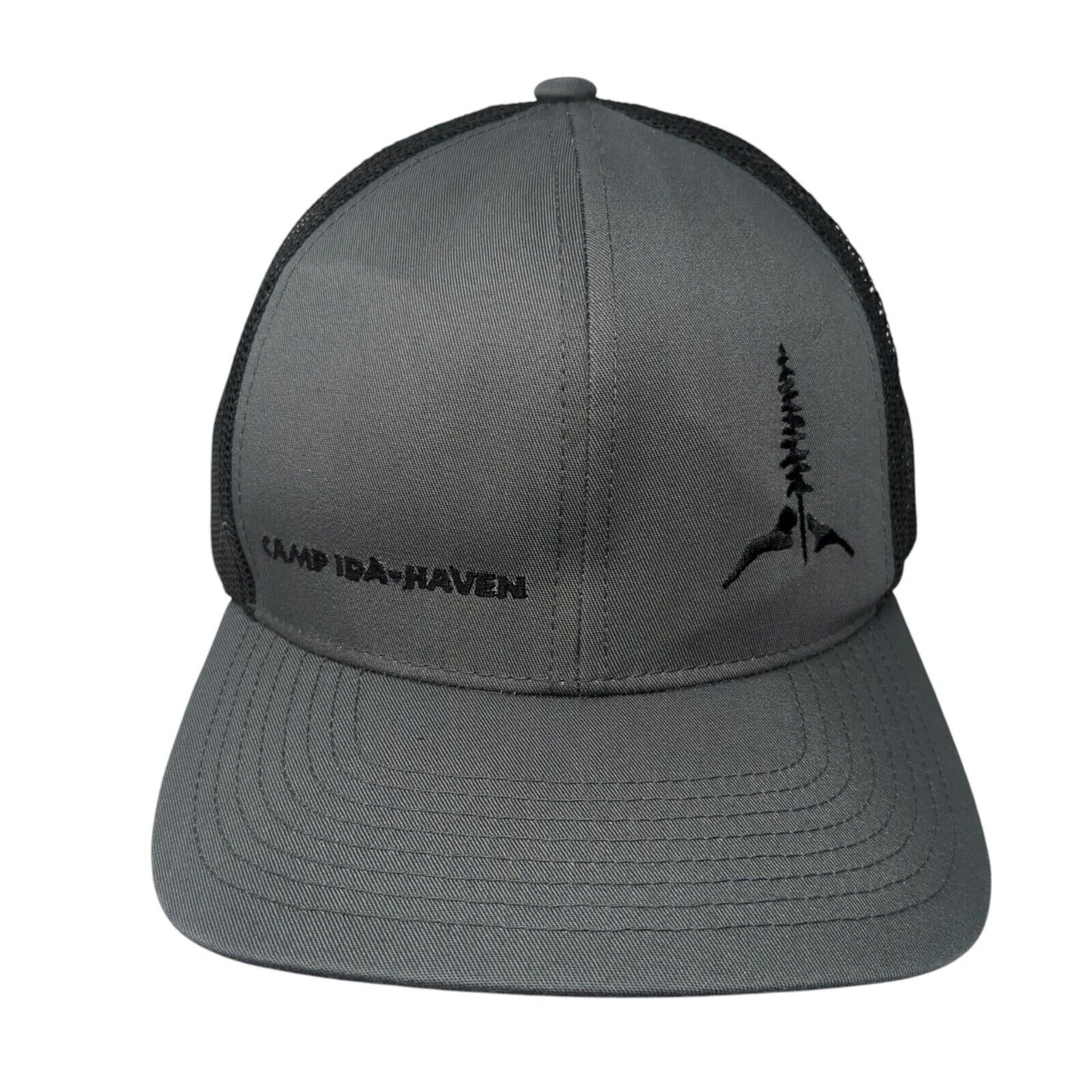 Camp Ida-Haven Snapback Mesh Back Trucker Hat Gray One Size Adjustable