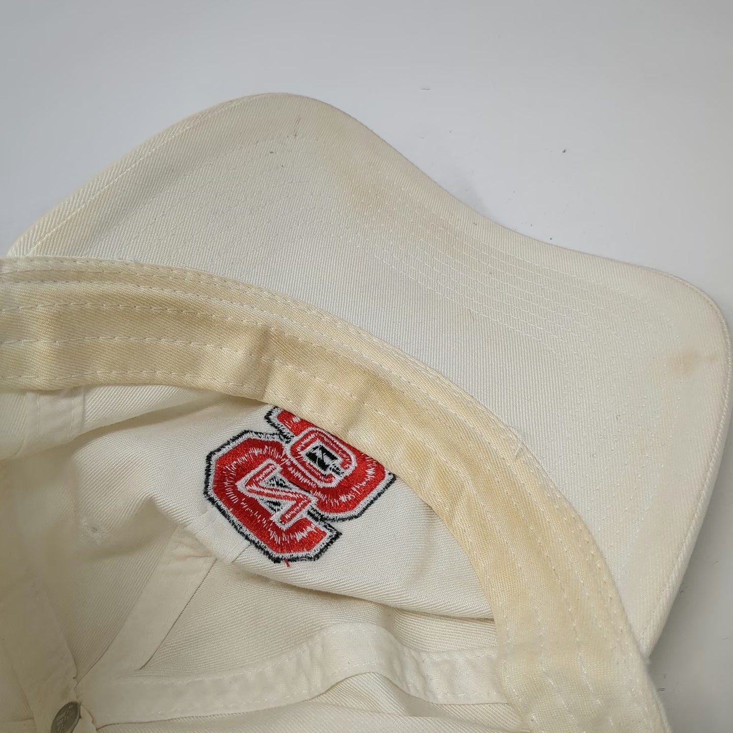 Adidas NC State Wolfpack NCAA White Red One Size Embroidered Logo Slideback Hat