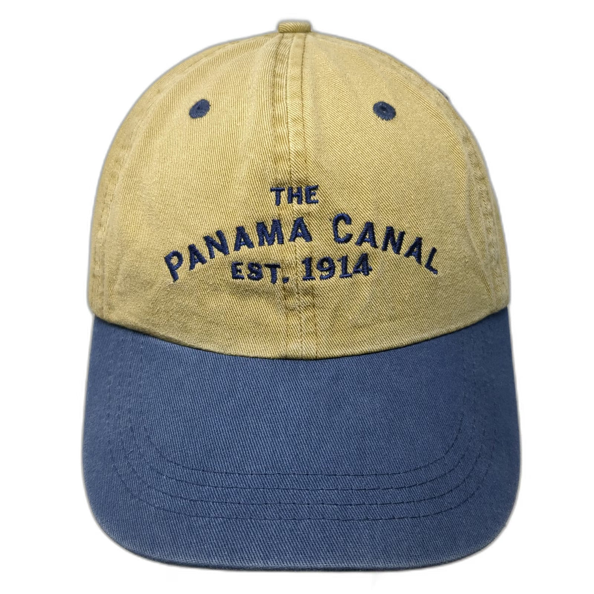 Panalboa Baseball Cap Beige Blue One Size Panama Canal Est 1914 Adjustable Hat
