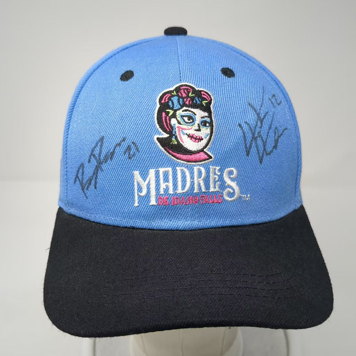 BWM Global MiLB Idaho Falls Chukars Madres Blue Black Strapback OS Signed Hat
