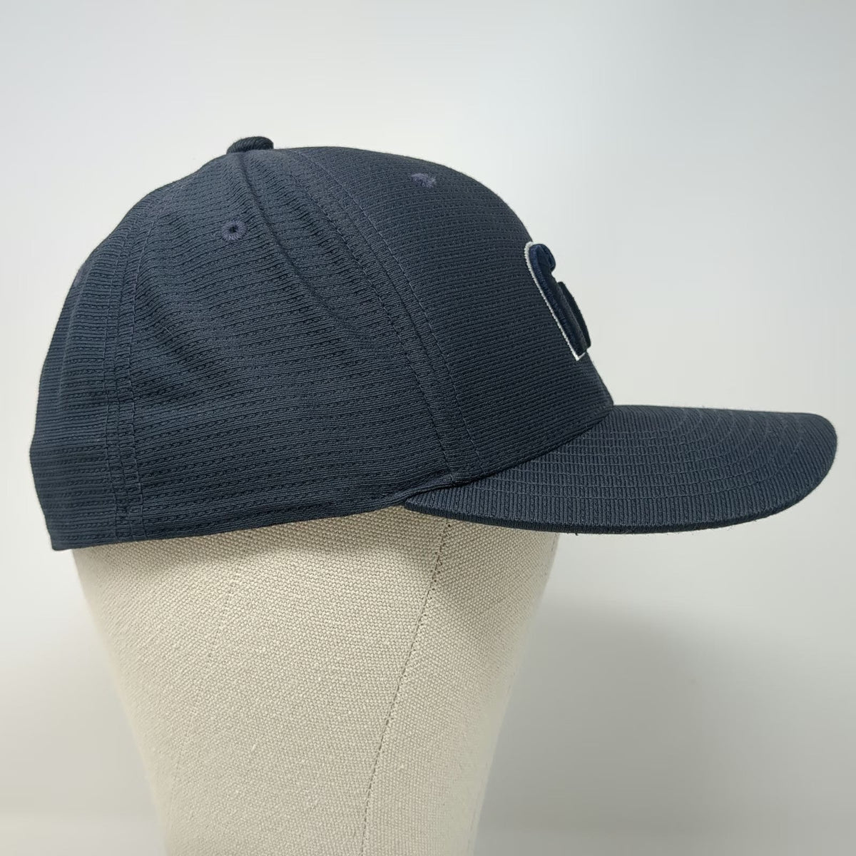 TravisMathew Baseball Cap Blue M Flexfit Embroidered Script Logo Polyester Hat