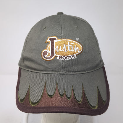 Justin Boots Strapback Hat Brown One Size Adjustable Embroidered Outdoor