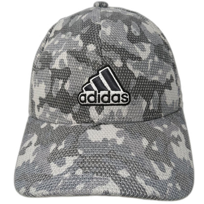 Adidas Baseball Cap Gray One Size Fitted Camo Mesh Stretch Hat Embroidered Logo