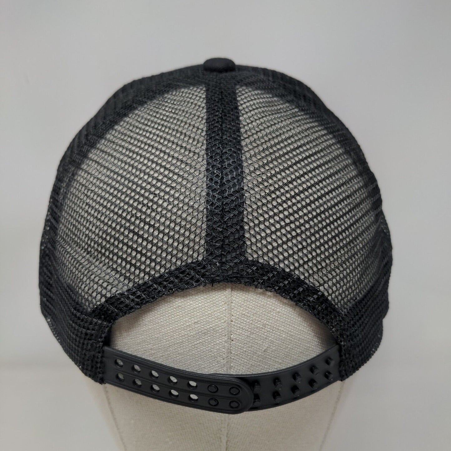 Broken Trust Snapback Trucker Hat Black OS Embroidered Distressed Mesh Back