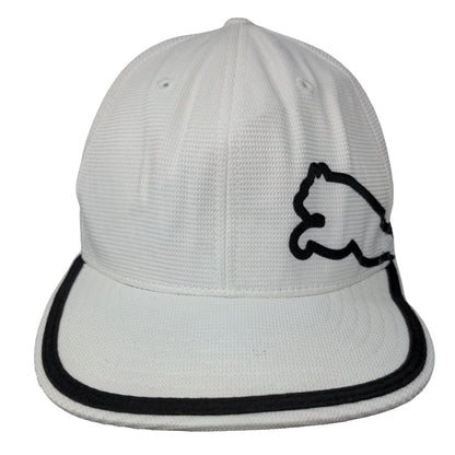 Puma Fitted Hat White 6 7/8-7 1/4 S-M Embroidered Vent Holes 6 Panel