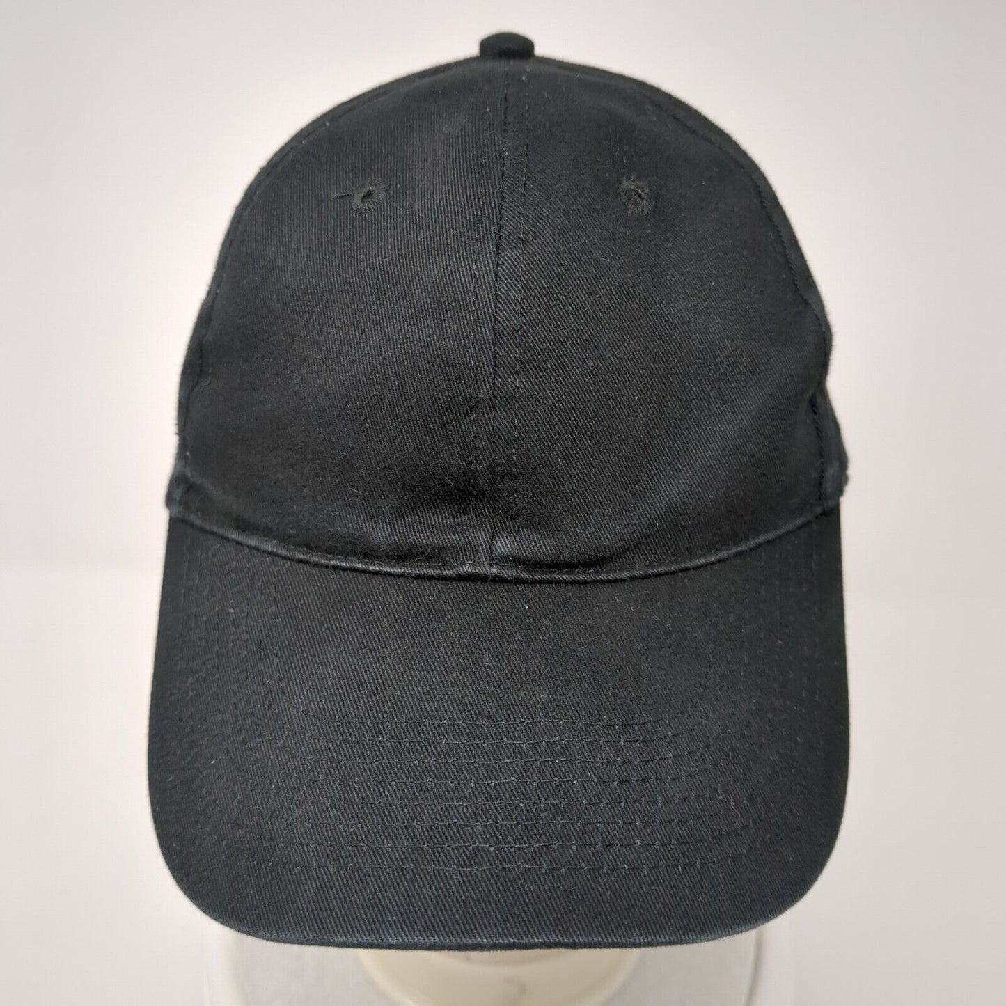 Unbranded Strapback Hat Rich Black One Size Solid Adjustable Blank