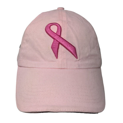 Breast Cancer Awareness Pink Ribbon NBCF Strapback Hat Pink OSFM Embroidered