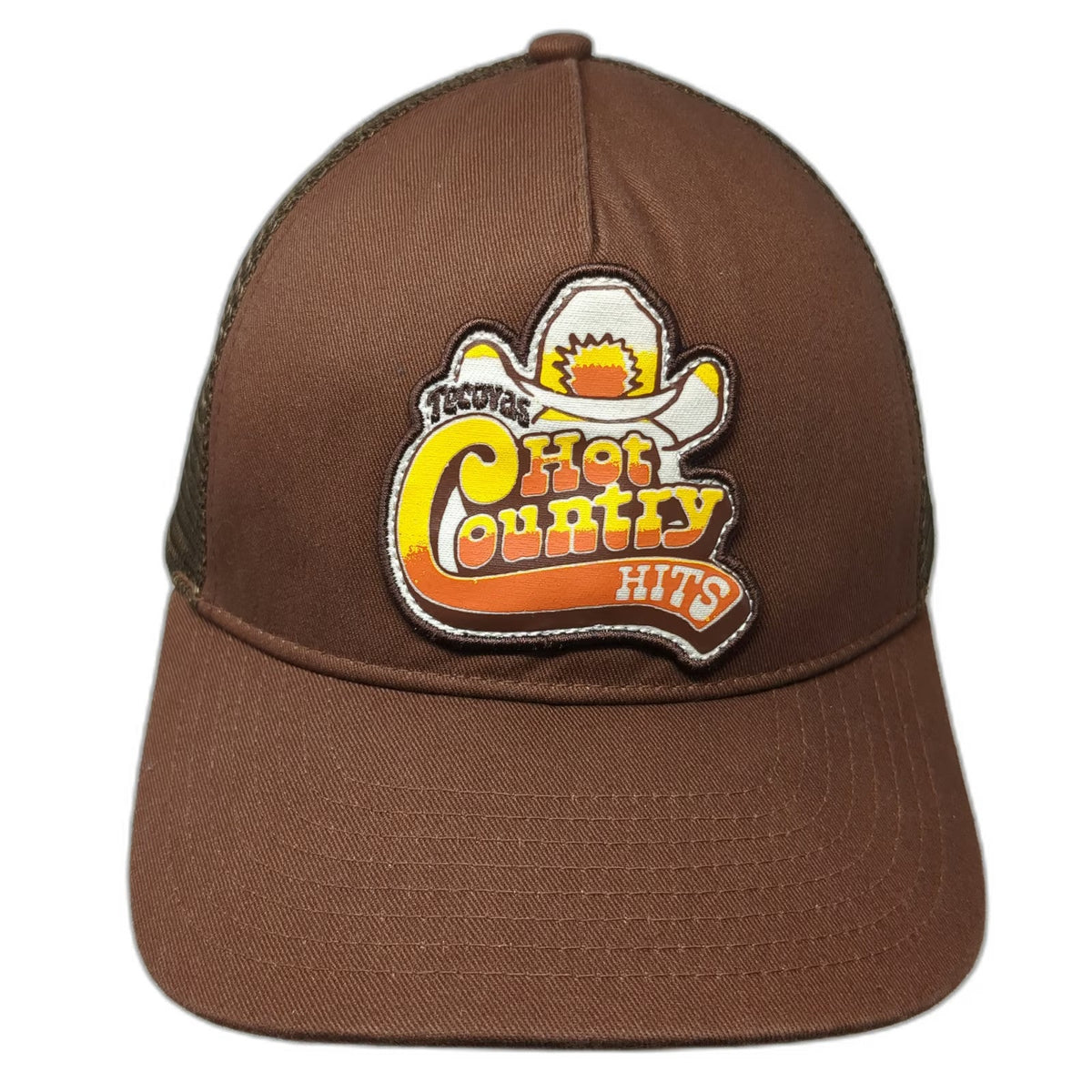 Tecovas Brown One Size Trucker Hat Mesh Snapback Hot Country Hits Logo Patch