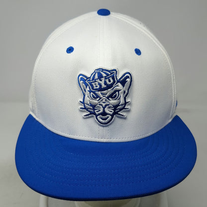 BYU Cougars NCAA Nike Baseball Cap White Blue 7 1/4 Perforated Mesh Dri-Fit Hat