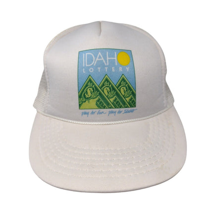 Idaho Lottery Snapback Trucker Hat Cream One Size Adjustable Mesh Back Rope