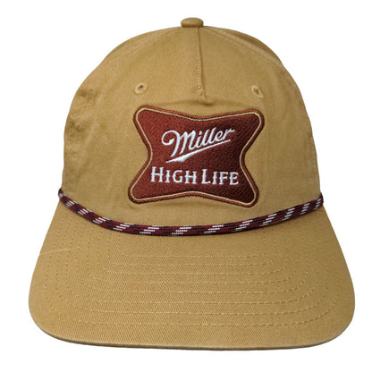 Miller High Life Snapback Rope Hat Tan One Size Embroidered Mad Engine